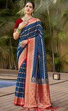 Fabulous Navy Blue Color Pure Banarasi Silk Saree