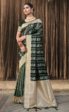 Exceptional Dark Green Color Satin Silk Saree