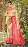 Trendy Cream Color Banarasi Silk Saree