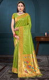 Stylish Parrot Green Color Paithani Silk Saree