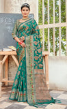 Beautiful Turquoise Color Organza Saree