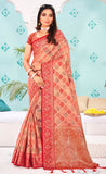 Stunning Peach Color Organza Saree