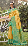 Excellent Yellow Color Banarasi Silk Saree