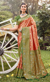 Excellent Orange Color Banarasi Silk Saree