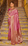Marvelous Pink Color Banarasi Silk Saree