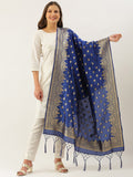 Adorning Blue Banarasi silk Weaving Work Traditional Tassel Dupatta