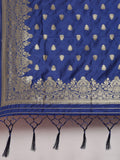 Adorning Blue Banarasi silk Weaving Work Traditional Tassel Dupatta