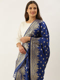 Adorning Blue Banarasi silk Weaving Work Traditional Tassel Dupatta