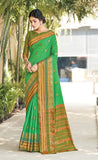 Lovely Light Green Color Zari Weaving Cotton Saree