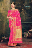 Traditional Pink Color Jacquard Silk Saree