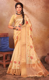 Graceful Cream Color Organza Saree
