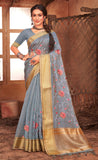 Graceful Grey Color Organza Saree