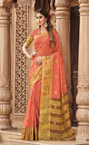 Casual Wear Peach Color Cotton Saree