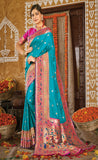 Joyful Firozi Color Paithani Silk Saree