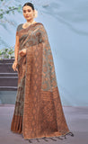 Designer Grey Color Cotton Saree