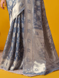 Party wear Grey Color Woven Cotton Silk Saree With Blous