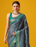 Attractive Green Cotton Printed Party Wear Saree