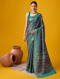 Attractive Green Cotton Printed Party Wear Saree
